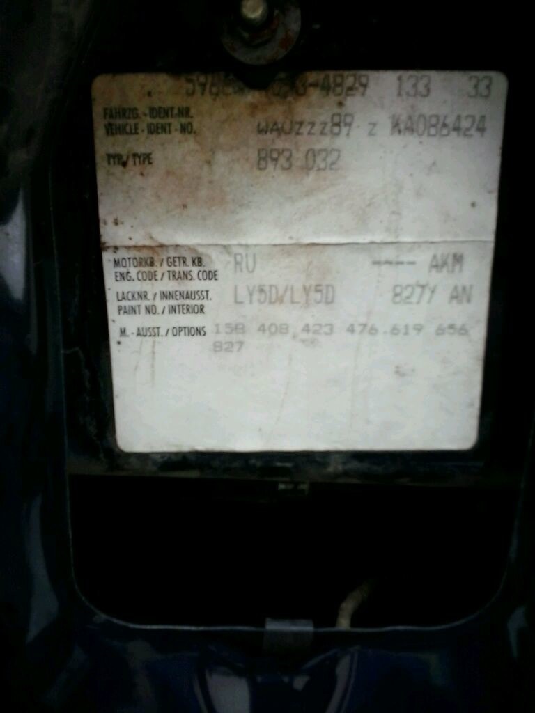 Расшифровка по наклейке — Audi 80 (B3), 1,8 л, 1988 года | просто так ...