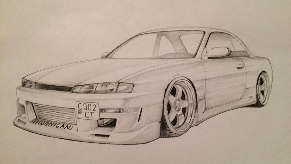 Нарисовать nissan 180sx