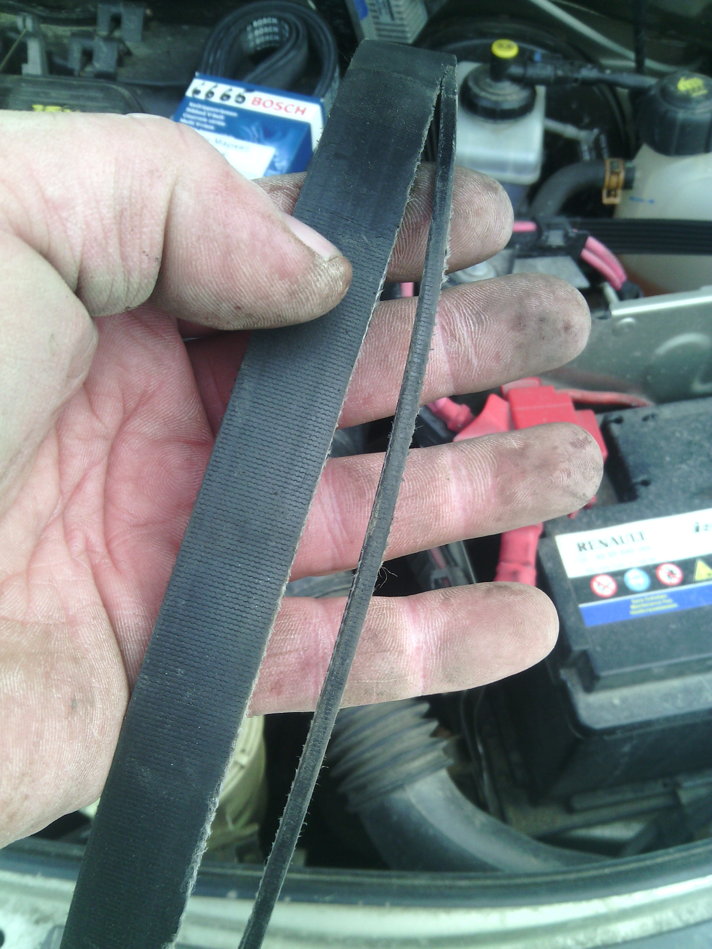 Ремень доп. оборудования. — Renault Sandero 1G, 1,6 л, 2010 года ...