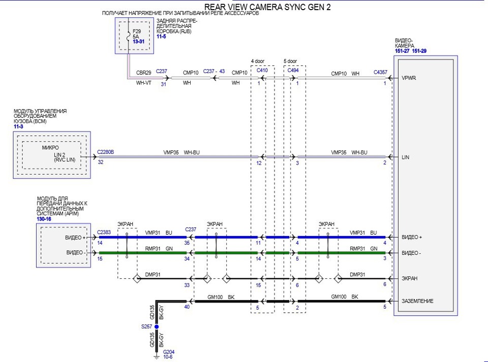Схема подключения камеры заднего вида на форд фокус 3