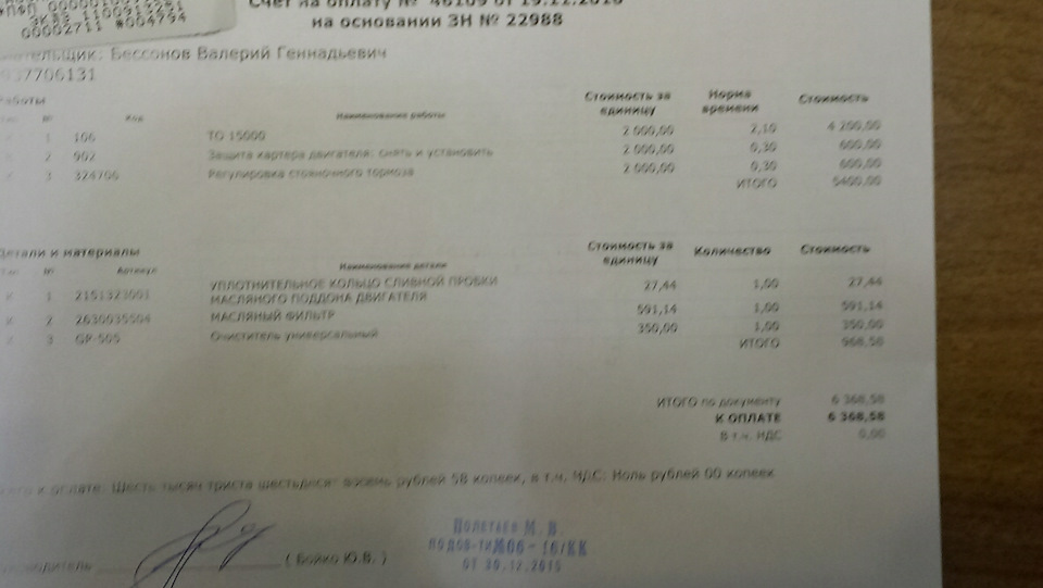 Сегодня прошёл ТО-1)) — KIA Rio 5-door (3G), 1,4 л, 2015 года ...