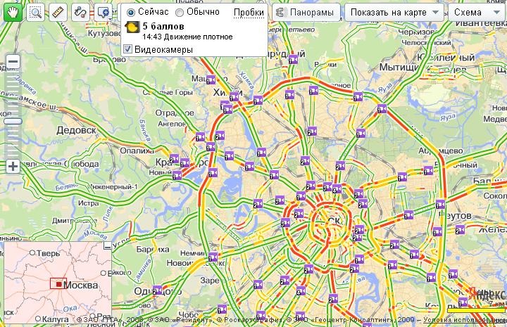 Пробки мкад сейчас показать карту