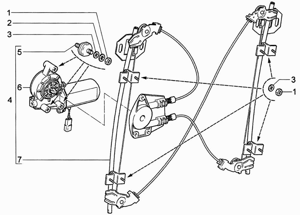 Схема передних стеклоподъемников калина 1
