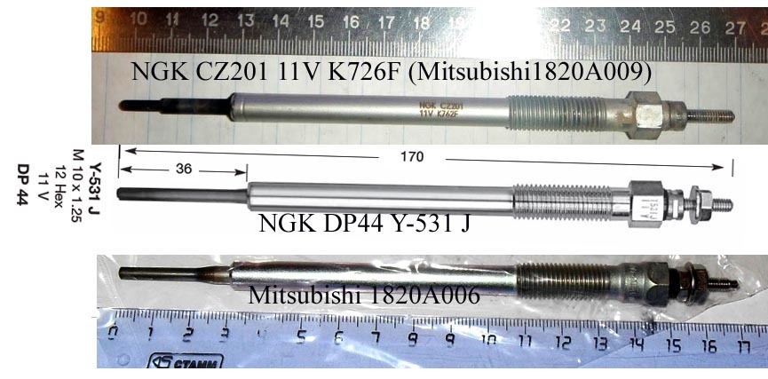 Свечи накаливания для митсубиси л200 маркировка