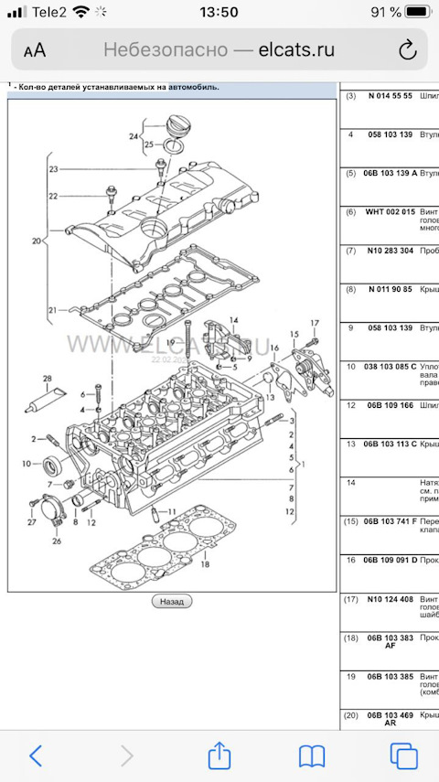 06B103741F Перепускной масляный клапан VAG | Запчасти на DRIVE2