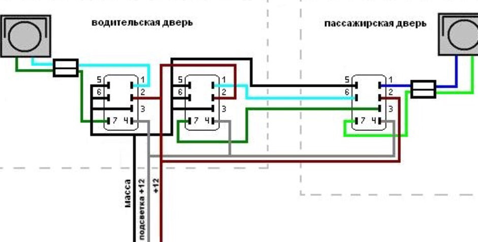 Проводка стеклоподъемников ваз 2114 схема