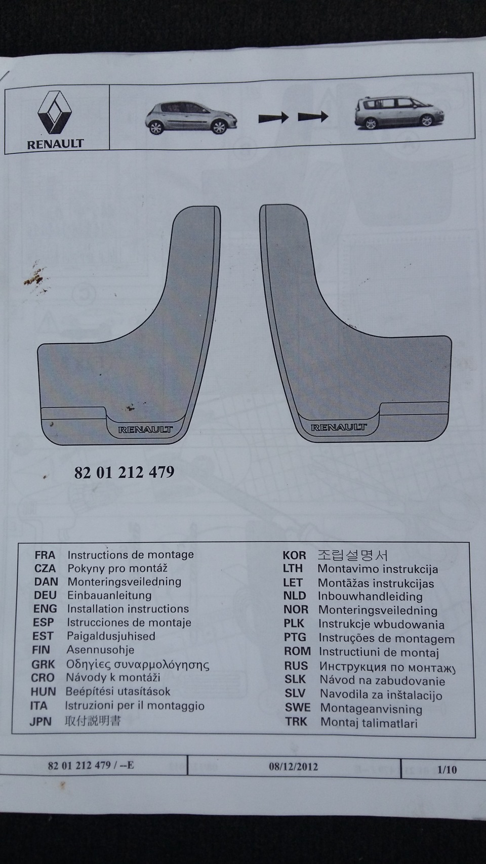 8201212479 renault брызговики