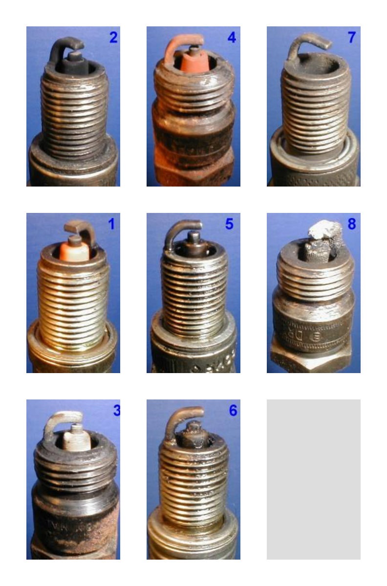 Фото свечей зажигания рабочих и неисправных сравнение