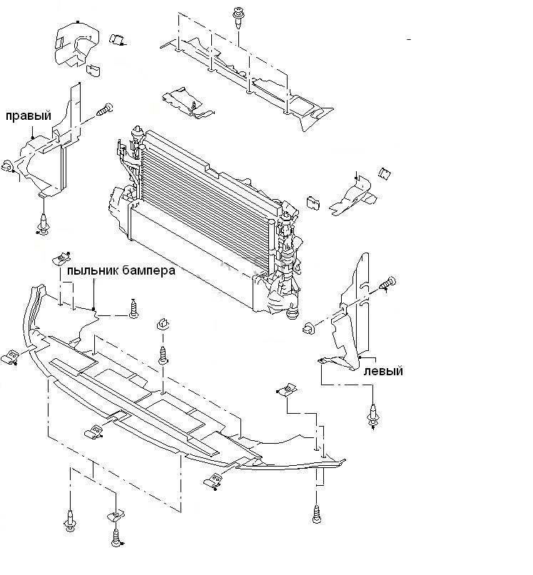Схема переднего бампера форд фокус 3