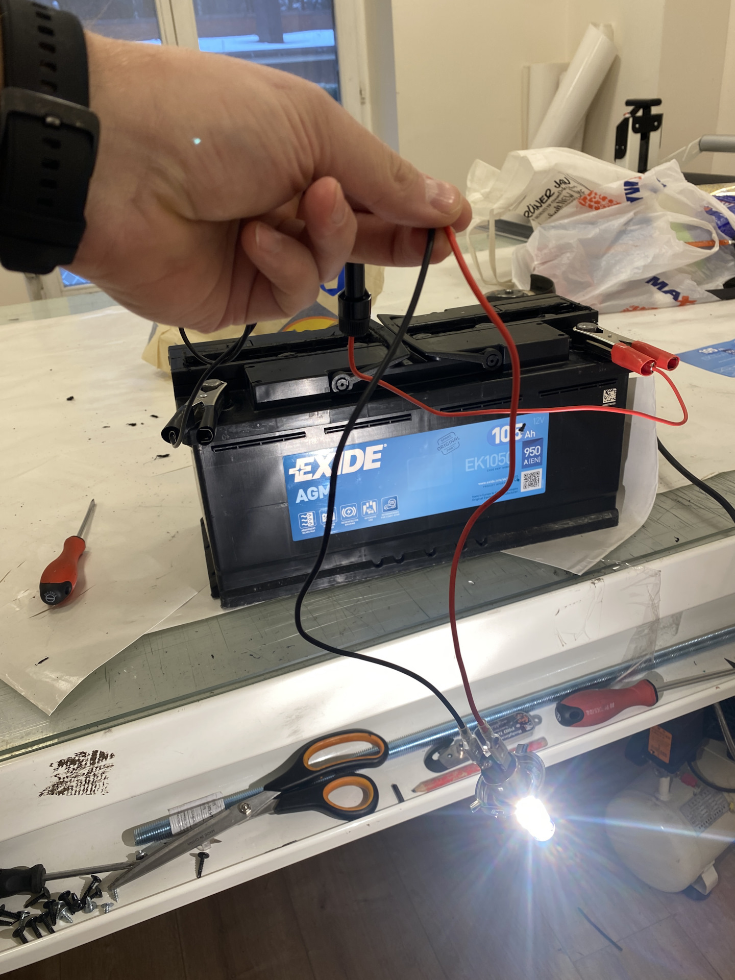 Восстановление аккумулятора Exide 1050 (105Ah AGM) — Audi A8 (D4), 4,1 ...