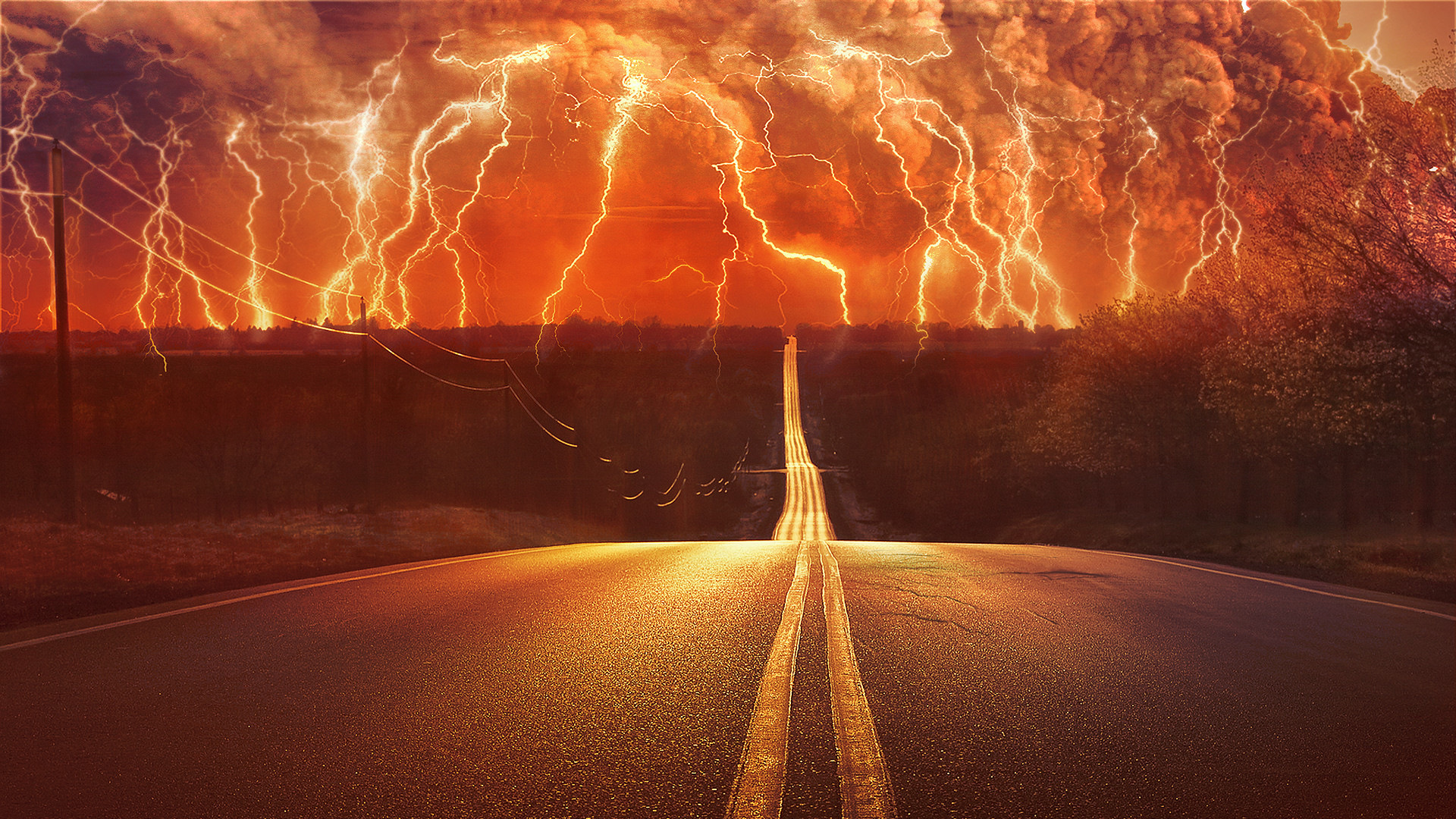 Желтый шторм. Огненная дорога. Дорога в ад. Молния. Оранжевая молния.