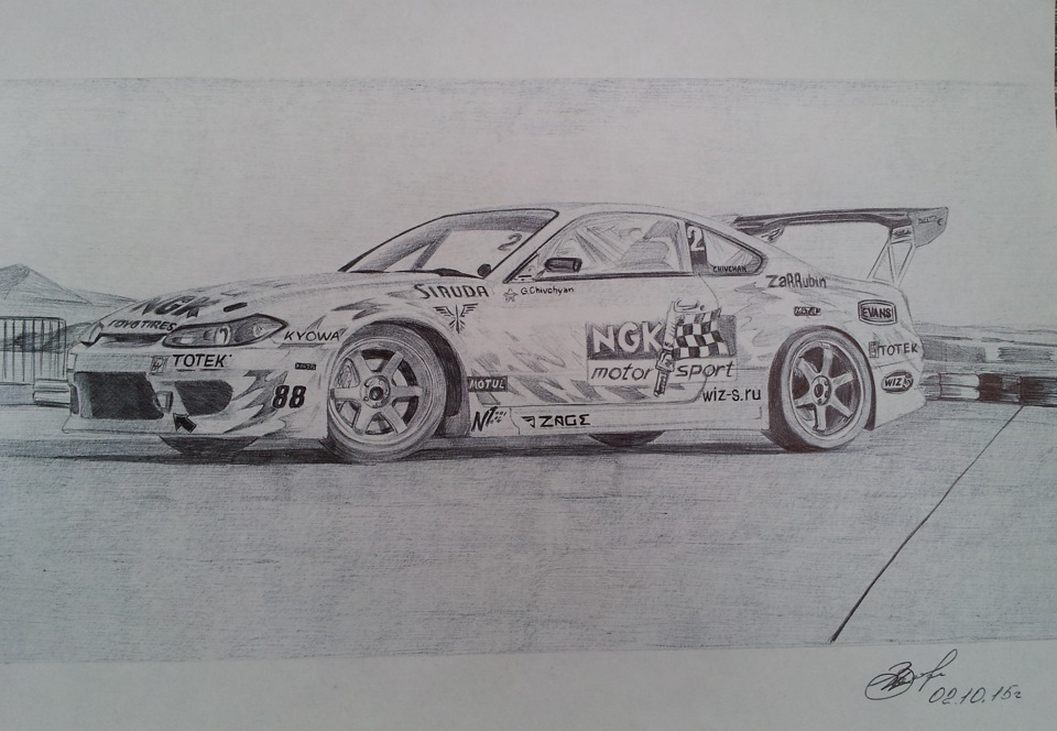 Nissan silvia нарисовать