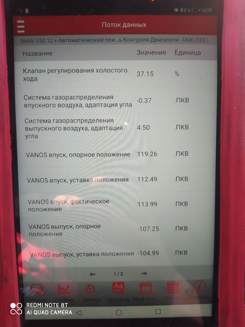 Показания работы двигателя по сканеру — BMW 5 series (E39), 2,5 л, 2001  года | своими руками | DRIVE2