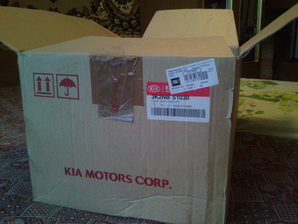 Забрал новую правую фару оригинал. — KIA Spectra, 1,6 л, 2007 года ...