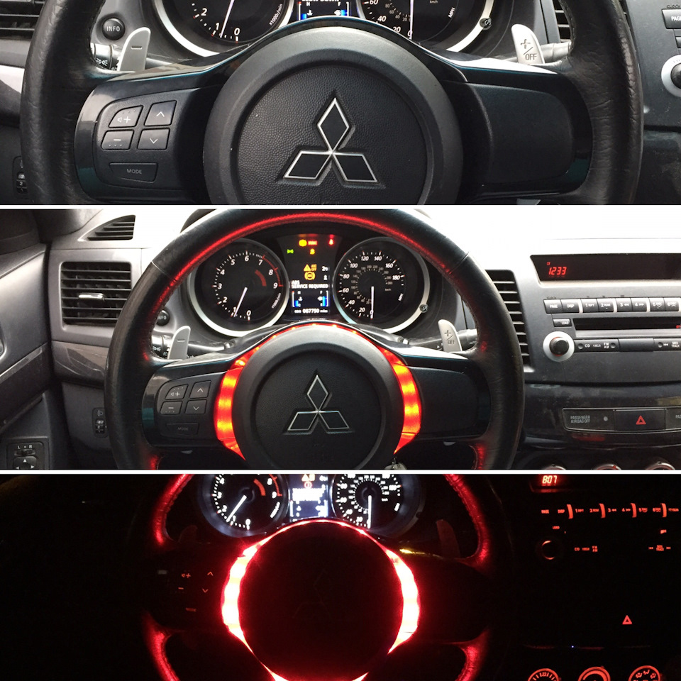 Руль Evolution X и диодная подсветка. — Mitsubishi Lancer X, 2,4 л, 2007  года | стайлинг | DRIVE2