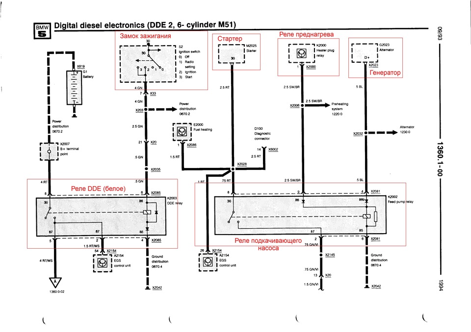 BMW 5 (E34) | Схемы электрических соединений | БМВ 5