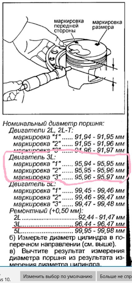 обозначения на поршнях тейкин. - Toyota Town Ace (3G), 2 л, 1993 года запчасти D