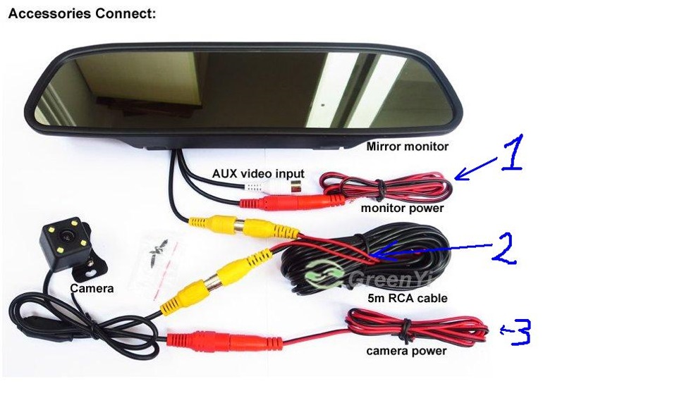 Как подключить камеру заднего вида к зеркалу с видеорегистратором китай схема