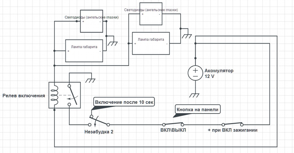 Схема подключения ангельских глазок