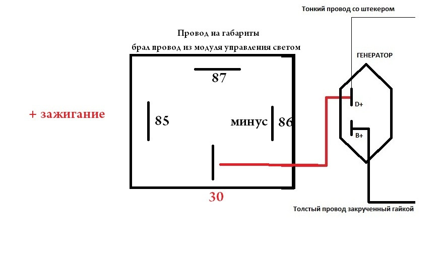 Схема подключения генератора через лампочку