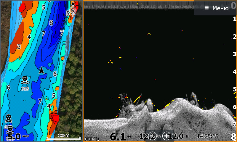 Карта глубин lowrance