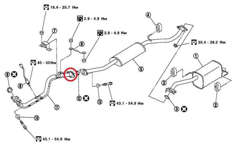 Схема глушителя ниссан примера р12