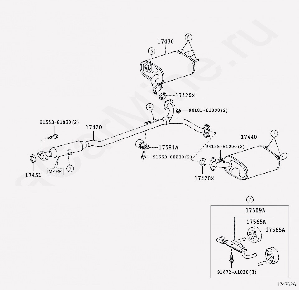Глушитель тойота королла 150 схема