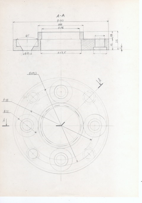 Чертеж проставки 5х120