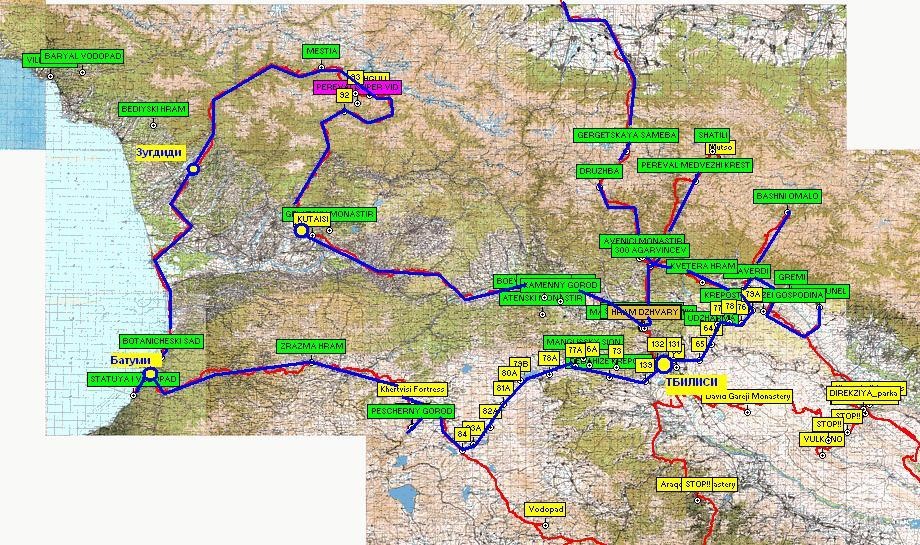 Военно грузинская дорога карта