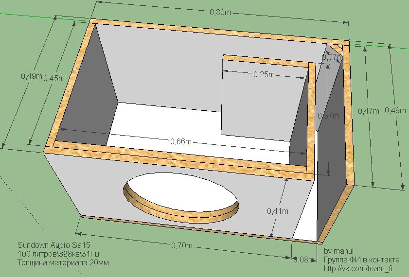Короб для сабвуфера 15 чертеж на щели