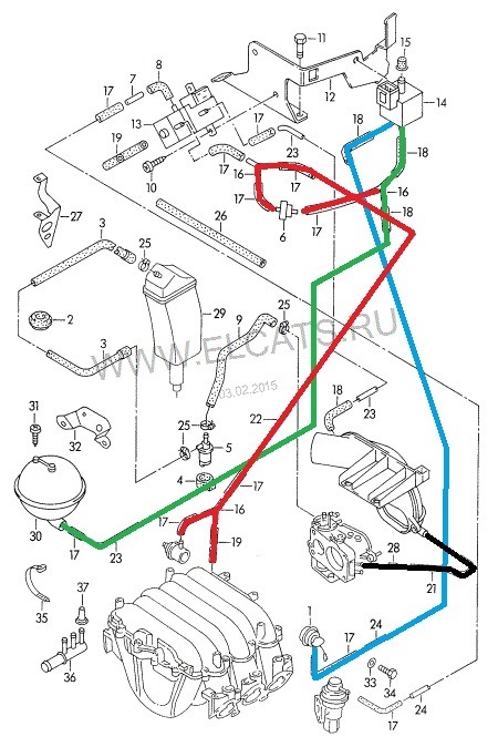 Схема для подключения вакуумной магистрали коллектора 2.8 ААН — Audi A6 (C4)