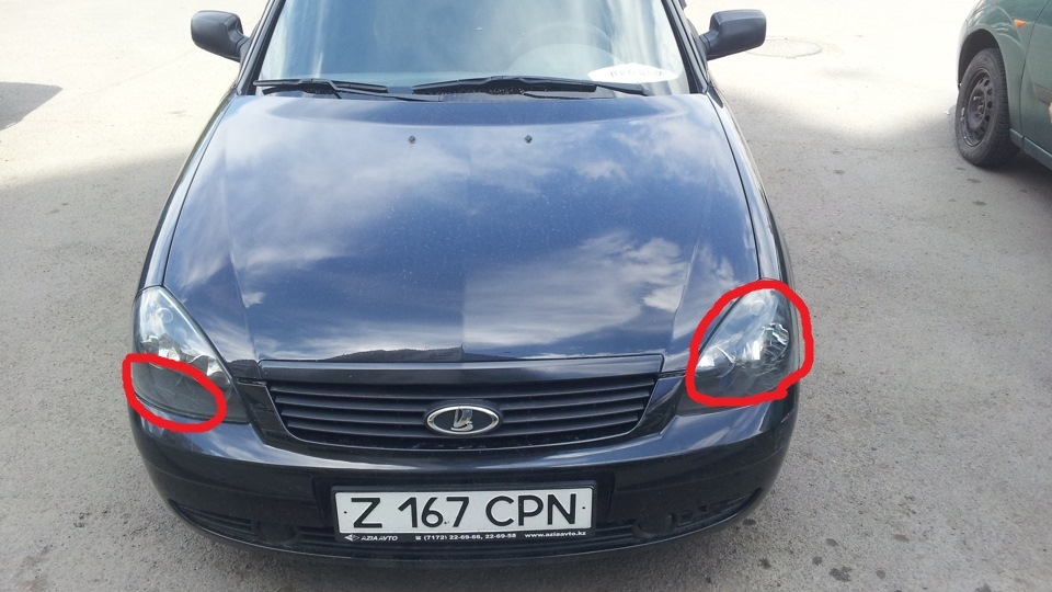 замена стекол фар и доработка фронта — Lada Приора хэтчбек, 1,6 л, 2011 ...