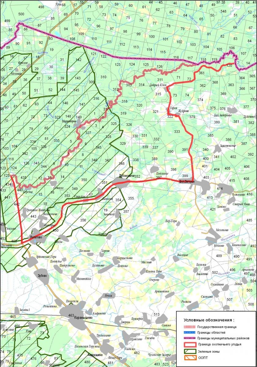 Карта охотничьих угодий псковской области карта