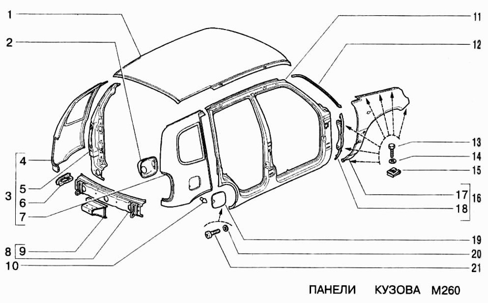 Нива шевроле кузовные детали схема