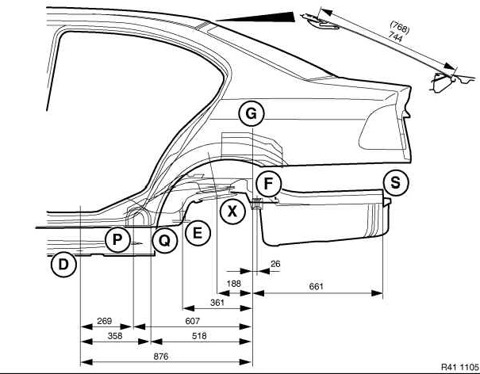 Чертеж рисунок заднего крепежа bmw e46