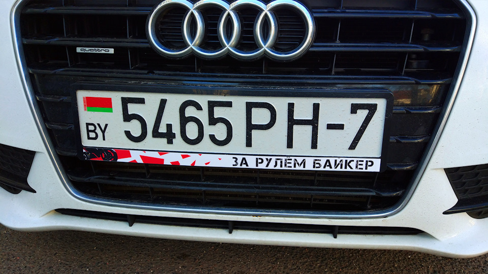 Наклейки на номерные рамки. — Audi A5 Sportback (1G), 2 л, 2014 года ...