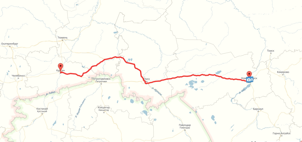 Карта челябинск кемерово