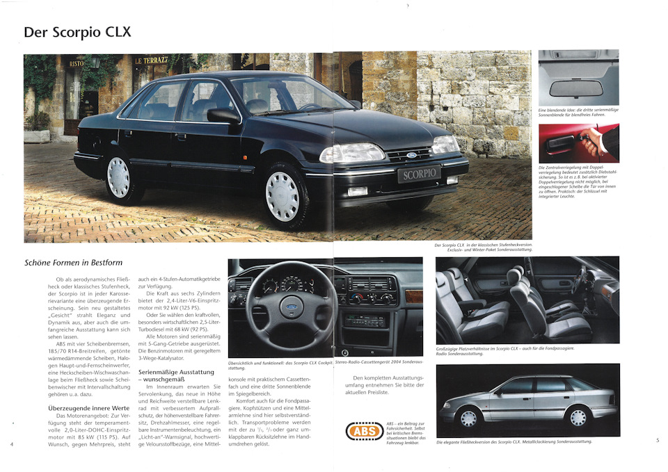 Описание Ford Scorpio: дизайн кузова, интерьер и комплектации