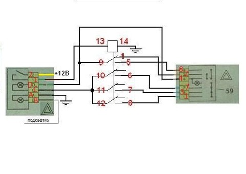 Схема подключения евро аварийки ваз 2114 без реле
