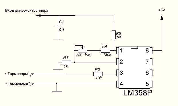Термометр на термисторе схема