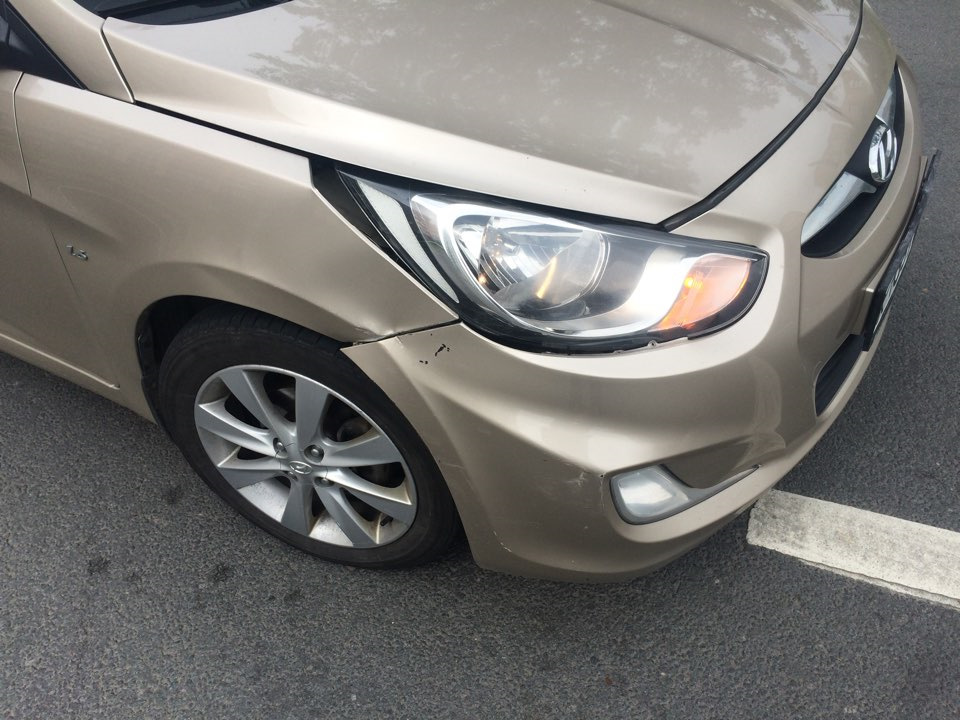 в реальности у Соляриса ушло крыло. фара во внутрь и бампер с места вылез — Subaru Impreza WRX (GD/GG)