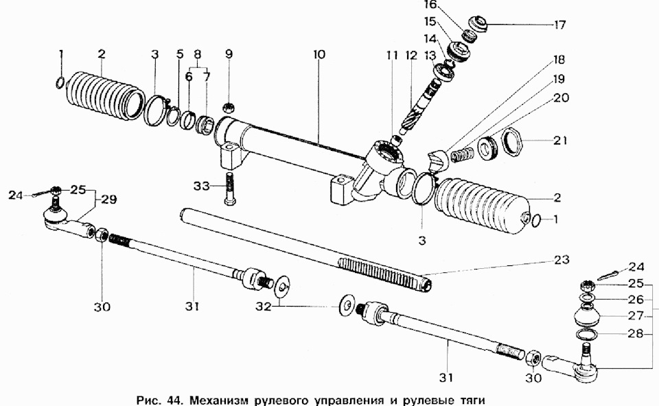 Схема рулевой рейки калина схема