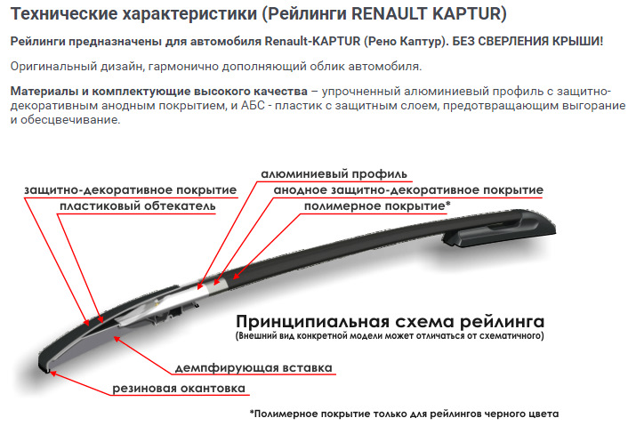 Рейлинги на крышу рено каптур без сверления