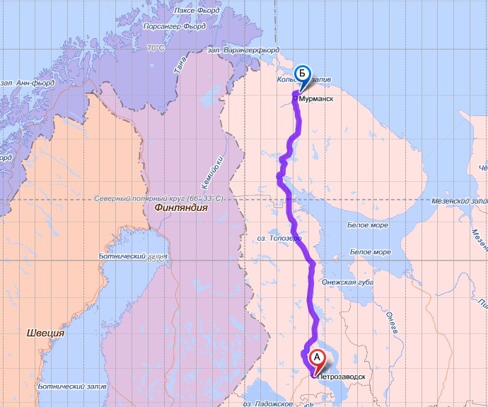 Карта от петрозаводска до мурманска