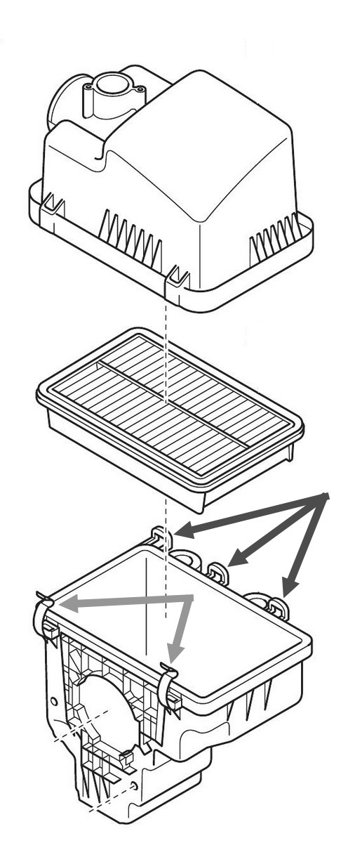 Схема корпуса воздушного фильтра. Защелка воздушного фильтра Мазда СХ-5. Болт крышки воздушного фильтра Лексус rx330. Mazda 3 2,5 воздушный фильтр. Лексус 330 короб воздушного фильтра.