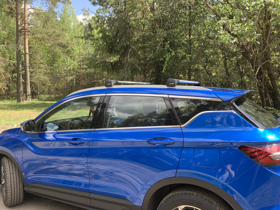 Поперечины на рейлинги. + затестил фаркоп. — Geely Coolray (1G), 1,5 л ...