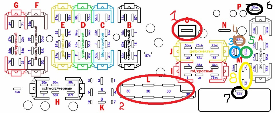 Схема блока предохранителей ауди 80