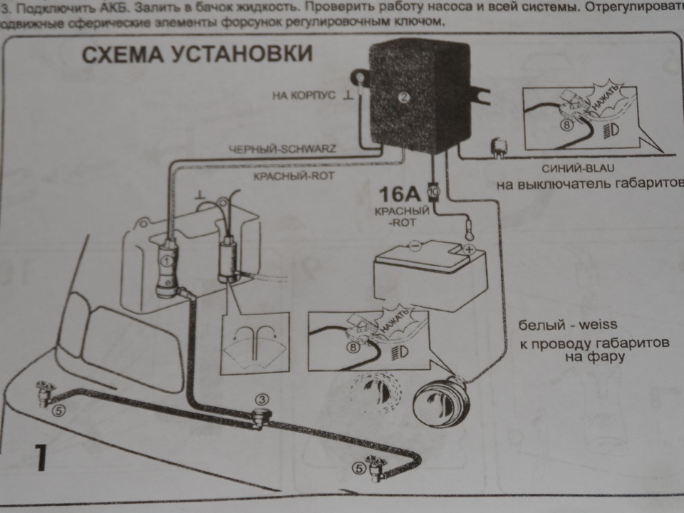 Омыватель фар скиф схема