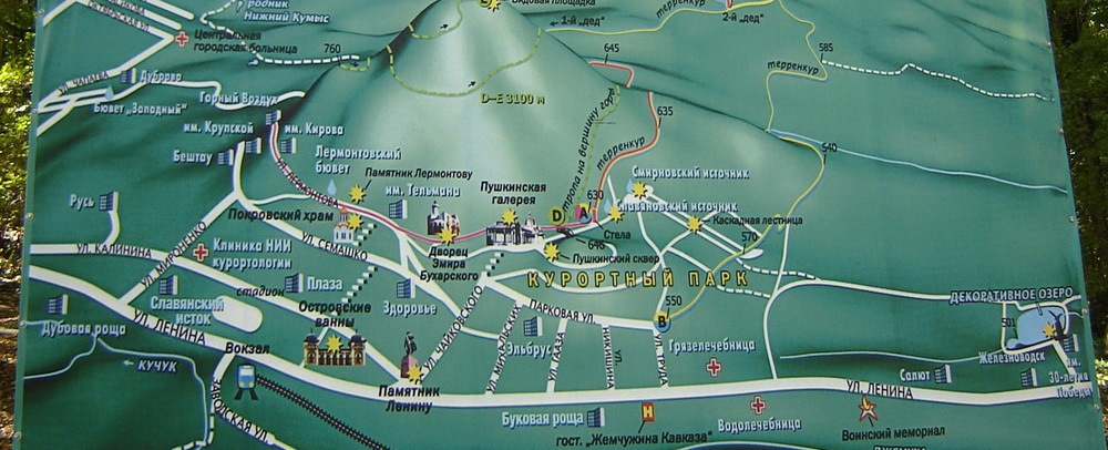 Пятигорск достопримечательности на карте фото с описанием