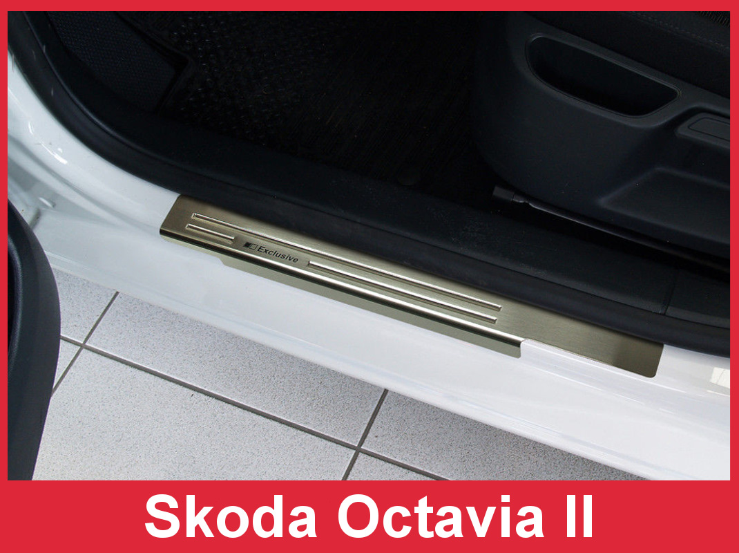 Накладки порогов на октавию а7. Пластиковые накладки а пороги Skoda Octavia a5.